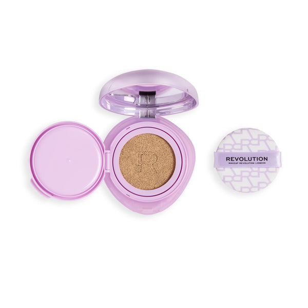 Revolution Superdewy Cushion Foundation Light Cool, foundation met dewy finish en opbouwbare dekking