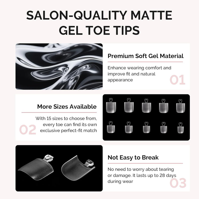 Short Square Toe X Nail Tips 300pcs 15 Sizes