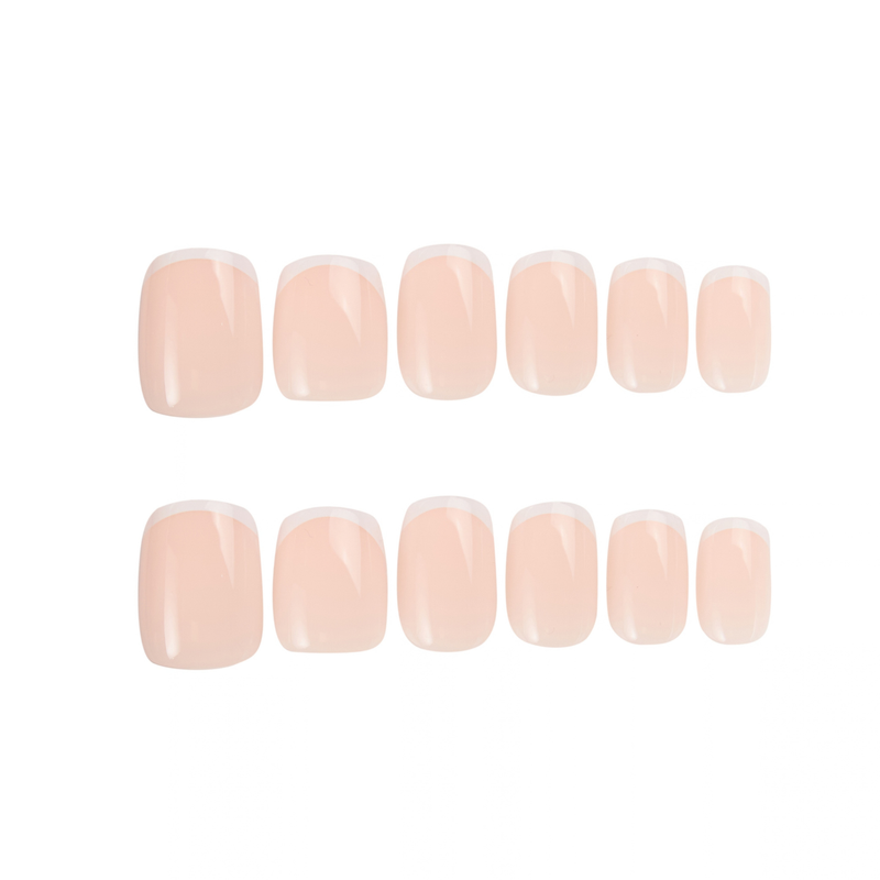 ATE Press On Nails Bare Minimum M/L, herbruikbare press-on nagels met sheer, warme nude basis