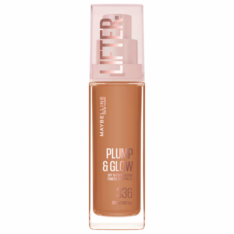 Maybelline Lifter Plump & Glow Foundation 336, hydraterende foundation met stralende finish