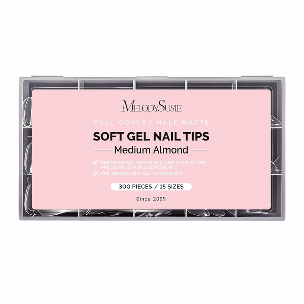 Full Cover Soft Gel Nail Tips Medium Almond 300pcs