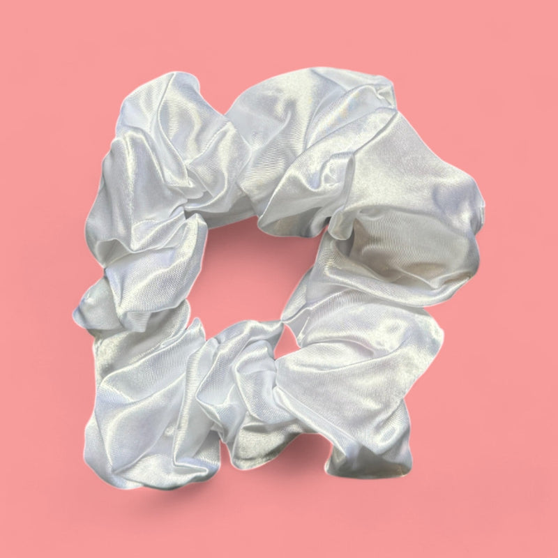 African Fabs Deluxe Satin Srunchie White 2
