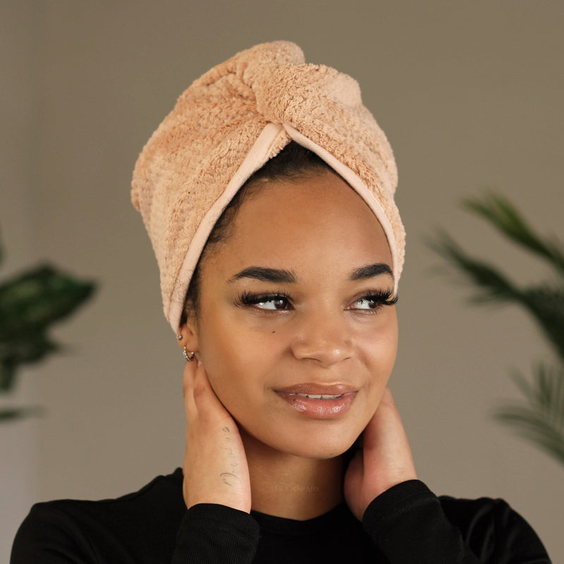 African Fabs Microfiber Hair Towel Misty Rose 2