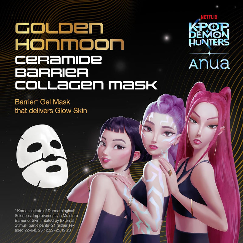 Anua K-Pop Demon Hunters Ceramide Barrier Collagen Mask Golden Honmoon