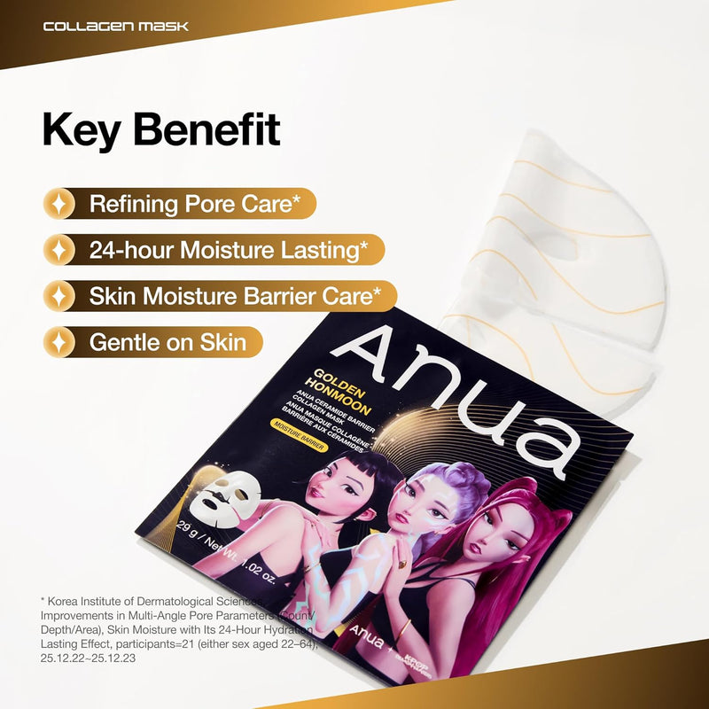 Anua K-Pop Demon Hunters Ceramide Barrier Collagen Mask Golden Honmoon
