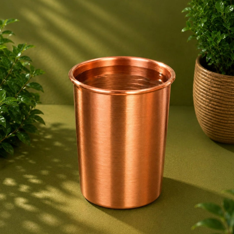 Ayurveda Specialist Pure Copper Cup Matte Brushed, koperen drinkbeker met matte afwerking