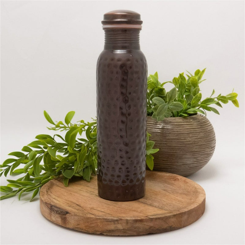Ayurveda Specialist Pure Copper Water Bottle Hammered Antique, handgemaakte koperen waterfles