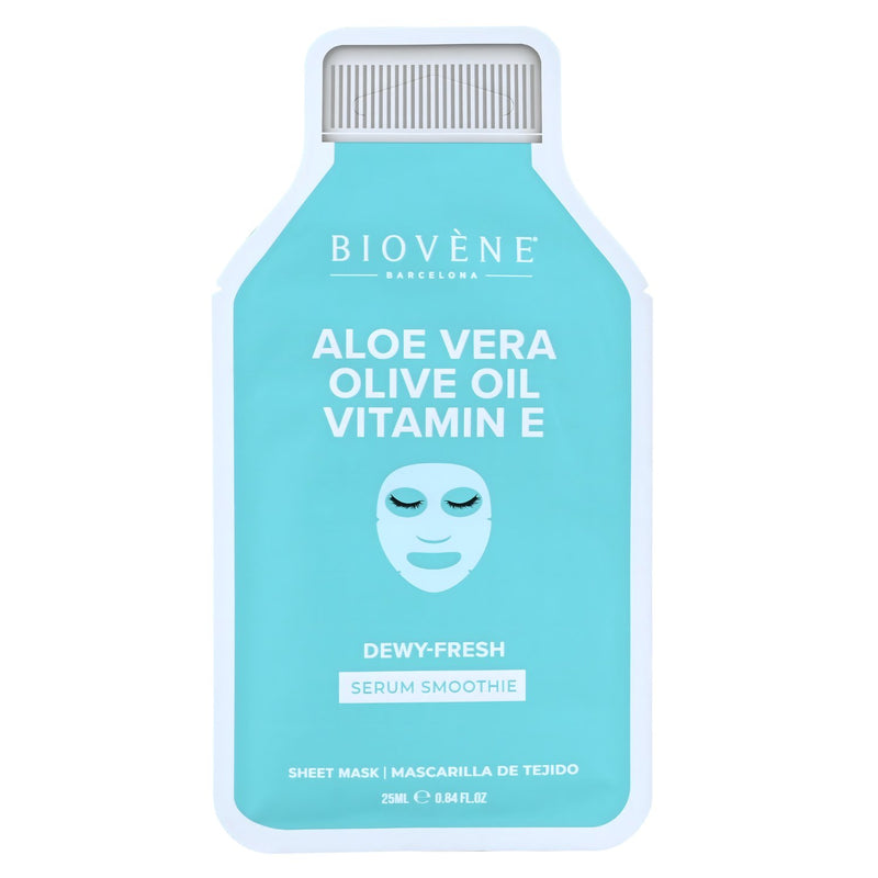 Biovene Aloe Vera + Vitamin E Dewy Fresh! Smoothie Serum Sheet Mask With Nourishing Vitamin E, Aloe Vera & Olive Oil
