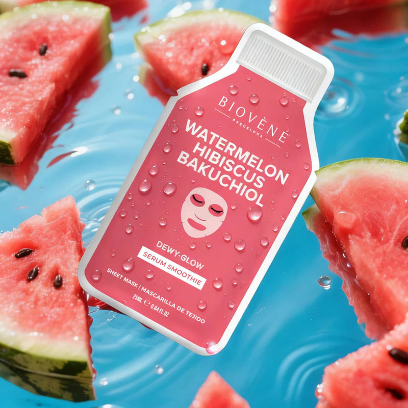 Biovene Watermelon + Bakuchiol Dewy Glow! Smoothie Serum Sheet Mask With Age Defying Bakuchiol, Watermelon & Hibiscus