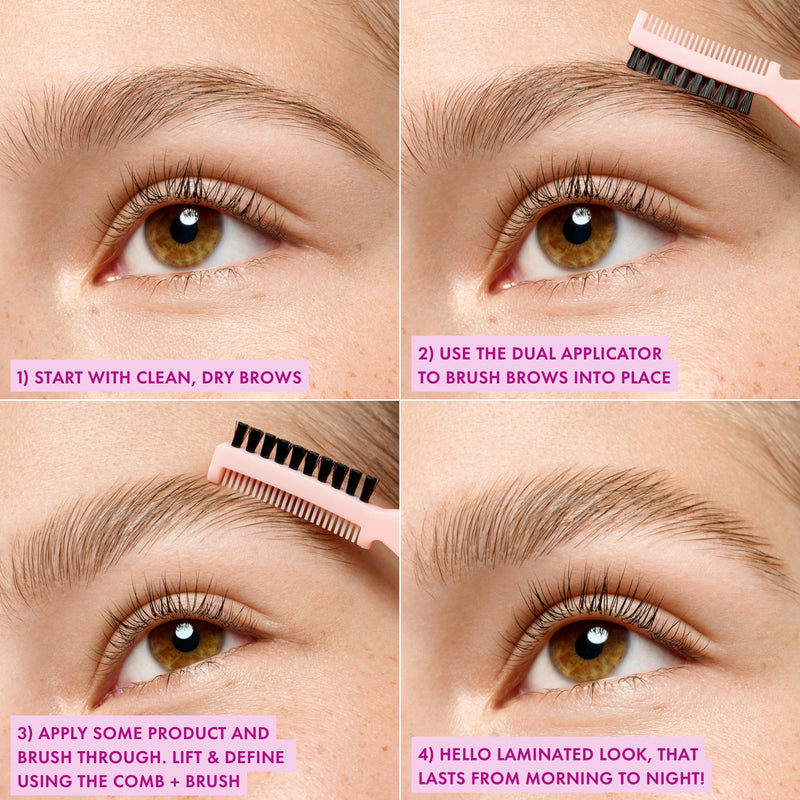 Essence Brow Lift & Freeze Glue 04 Dark Brown, wenkbrauwgel voor kleuring en fixatie, foto 3 van 5