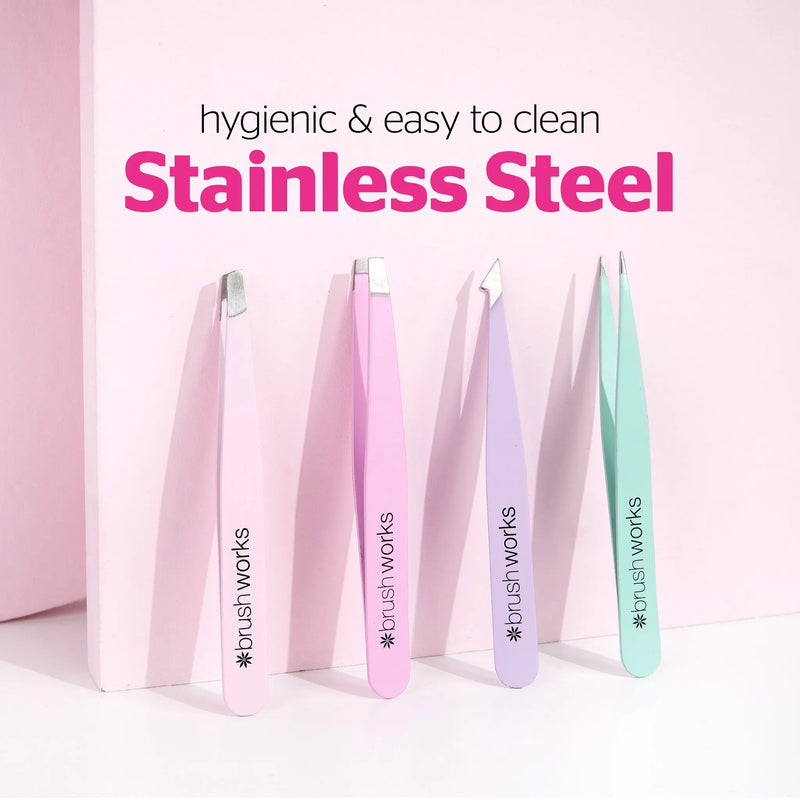 Brushworks 4 Piece Combination Tweezer Set Pastels