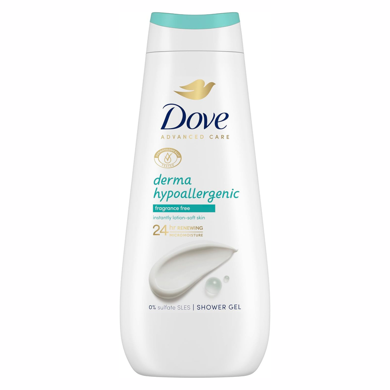 Dove Advanced Care Shower Gel Hypoallergenic Fragrance Free 225 Ml.