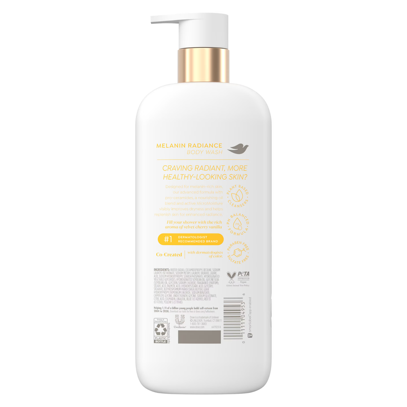 Dove Melanin Radiance Body Wash Velvet Cherry Vanilla, hydraterende body wash voor melaninerijke huid