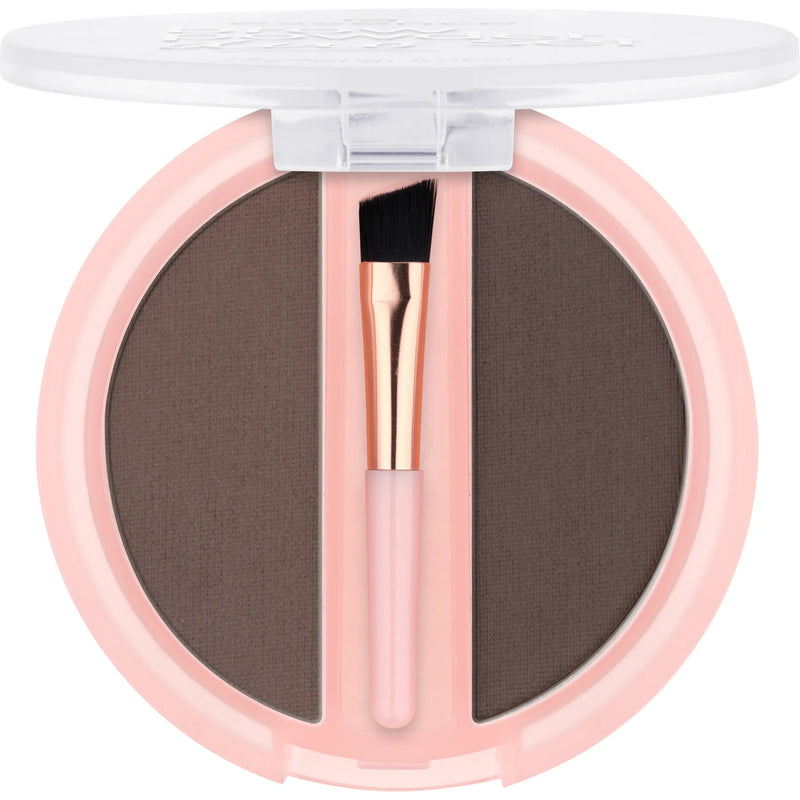 Essence Brow Powder Duo Set 03 Dark, set met twee wenkbrauwpoeders en kwastje voor donkere wenkbrauwen