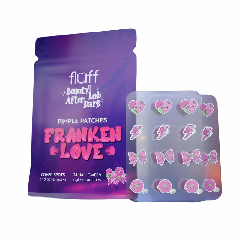 Fluff Beauty Lab After Dark Patches For Imperfections Franken Love, 24 acne patches in een leuk design