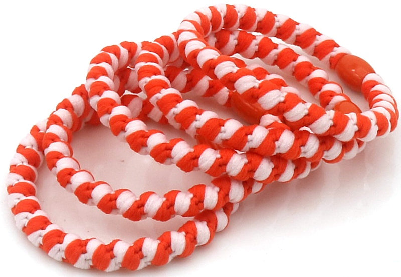 Hair Musthaves Hair Elastics 5pcs Twisted Orange White