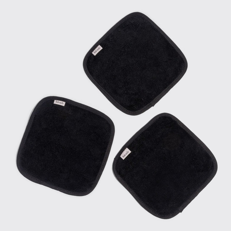 Kitsch Microfiber Face Towels 3pc Set Black 4