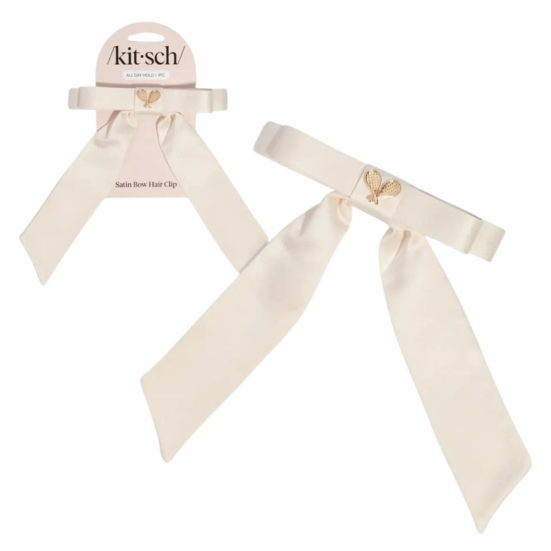 Kitsch Satin Bow Hair Clip Cream
