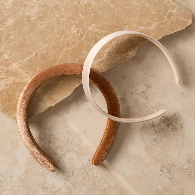 Kitsch Satin & Velvet Headbands Creme & Caramel