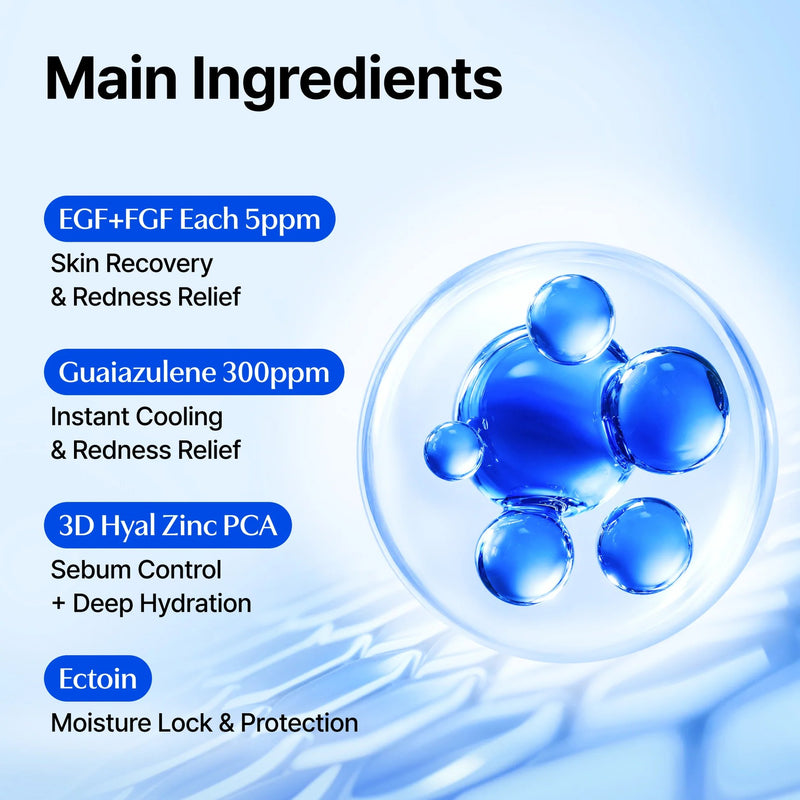 Klairs Blue EGF Calming Mist, bi-phase face mist voor hydratatie en verkoeling
