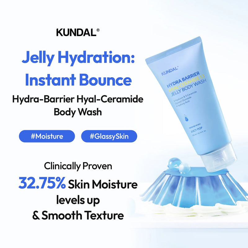 Kundal Hydra Barrier Hyal-ceramide 13 Jelly Body Wash, dagelijkse reiniger met jelly textuur