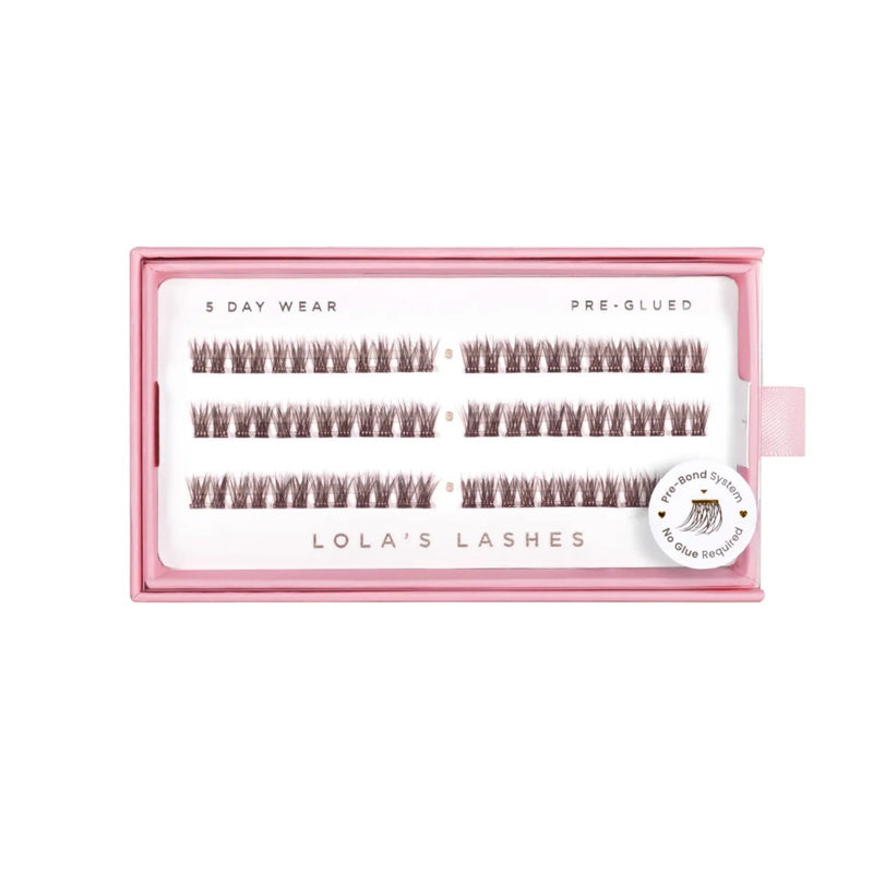 Lola's Lashes Pre-glued Lashes Dark Cocoa 8mm, voorgelijmde wimperclusters voor een natuurlijke look