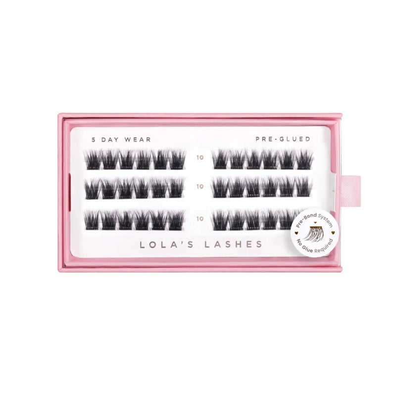 Lola's Lashes Pre-glued Lashes Wispy Volume 10mm, set pre-glued clusterwimpers