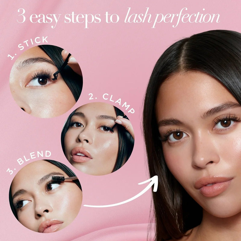 Lola's Lashes Soft Wisp Brown Pre Glued Lashes Set, zelfklevende wimperclusters in bruin