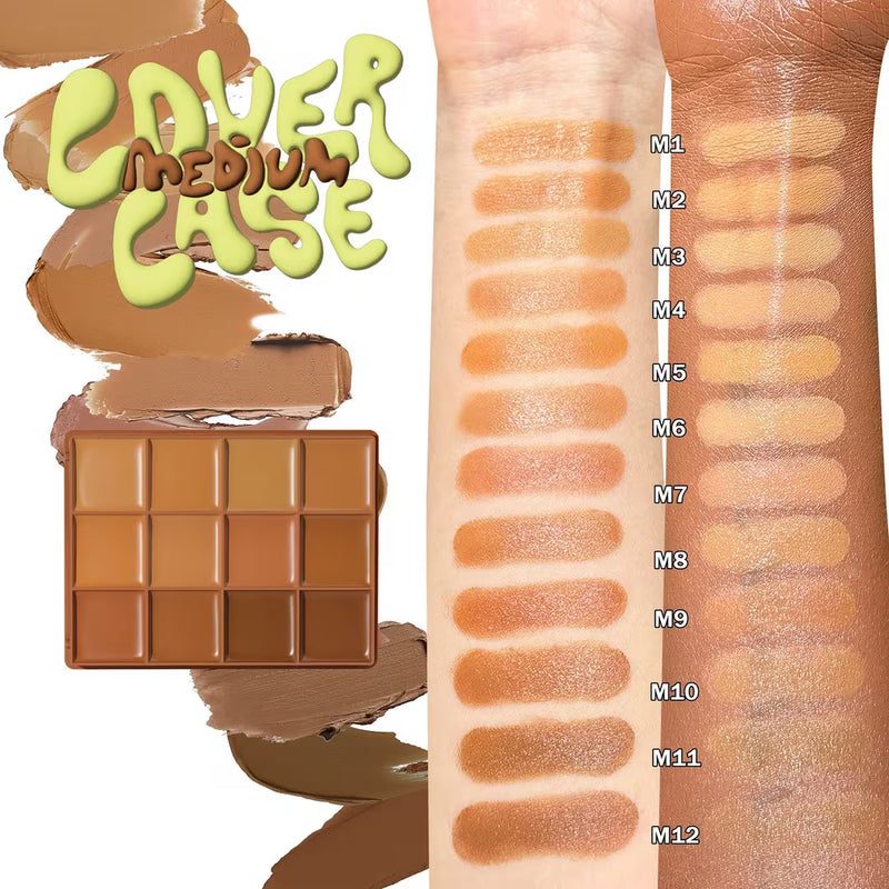 Made By Mitchell Cover Case Foundation Palette Medium, foundation palet met 12 tinten