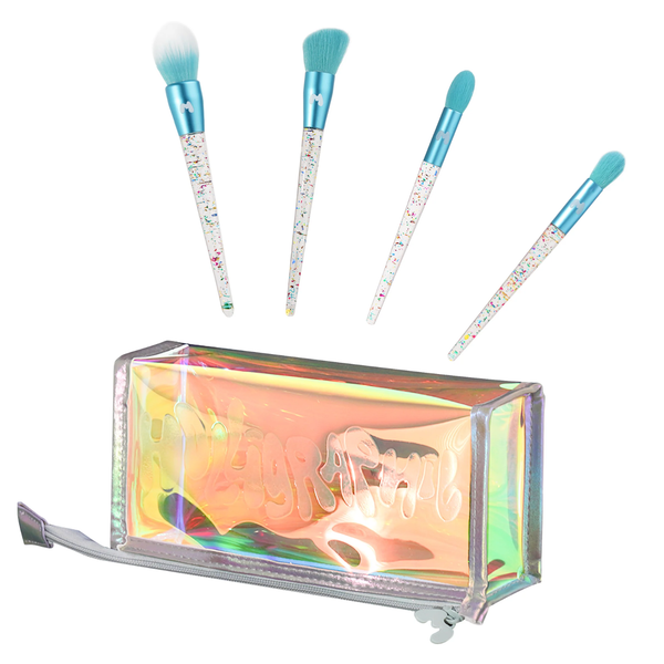 Made By Mitchell Holligraphic Prism 'n' Proper 4 Piece Face Brush Set & Bag