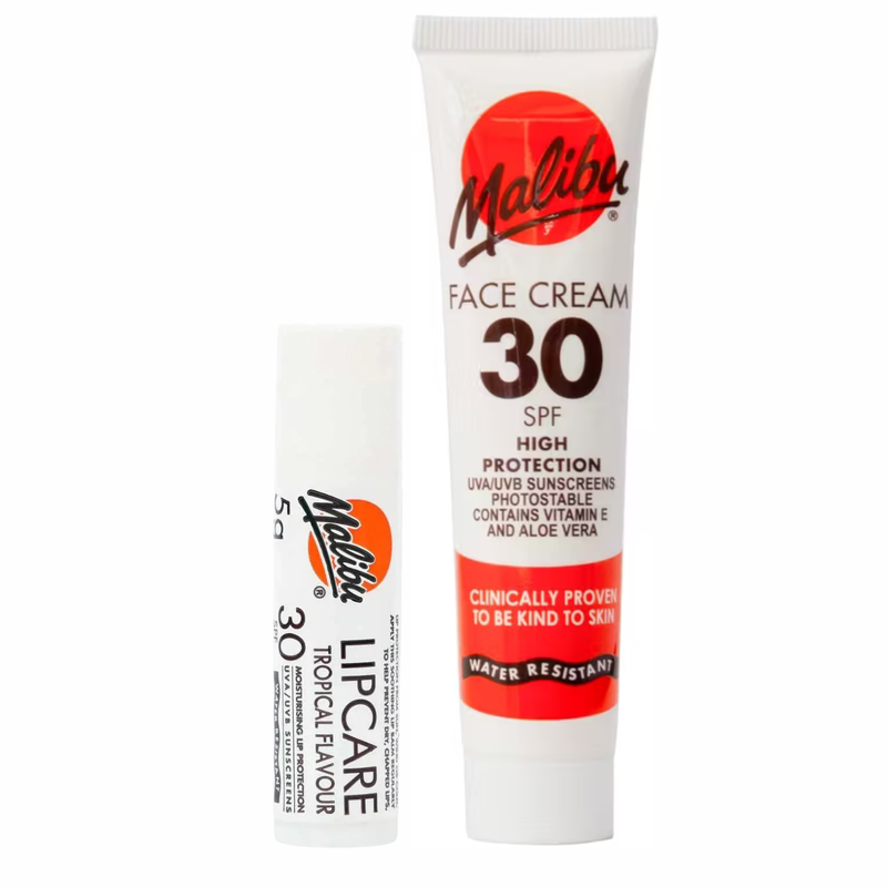 Malibu Suncare Face Cream SPF 30 & Lip Balm SPF 30 Set
