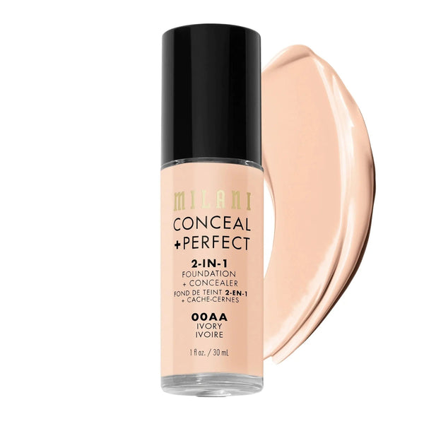 Milani 2-in-1 Foundation and Concealer 00AA Ivory, foundation en concealer in één