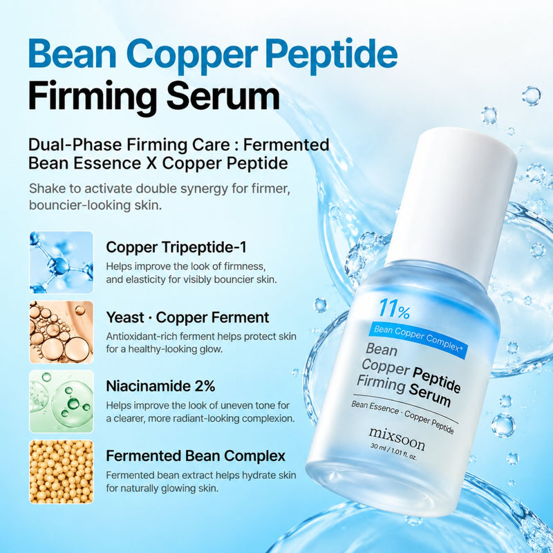 Mixsoon Bean Copper Peptide Firming Serum, gezichtsserum voor stevigheid en hydratatie
