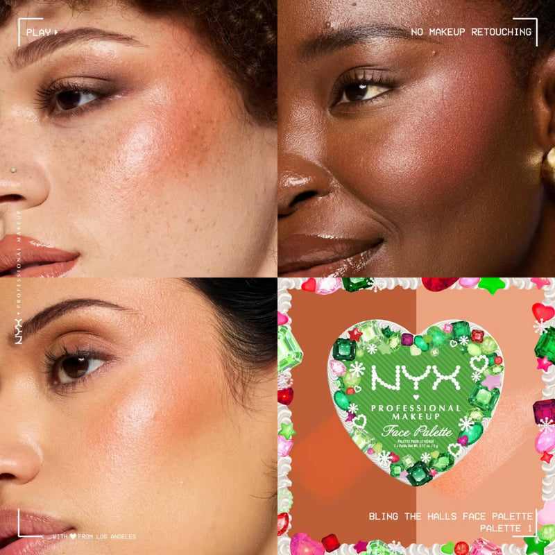 NYX Professional Makeup Bling the Halls Gem It Out Face Palette 01 blush en highlighter, foto 2 van 4