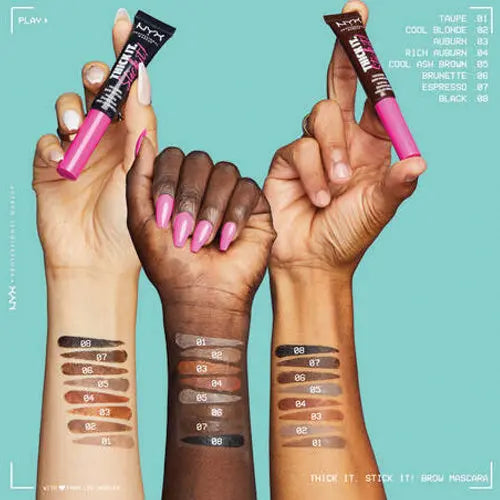 NYX Professional Makeup Thick It. Stick It! Brow Gel 01 Taupe, getinte wenkbrauwgel, foto 3 van 4
