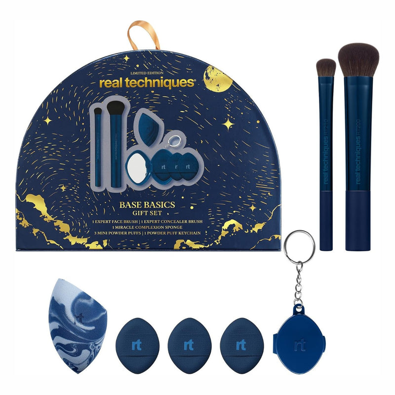 Real Techniques Best Basics Gift Set, make-up kwasten en sponsjes voor foundation, concealer en poeder.