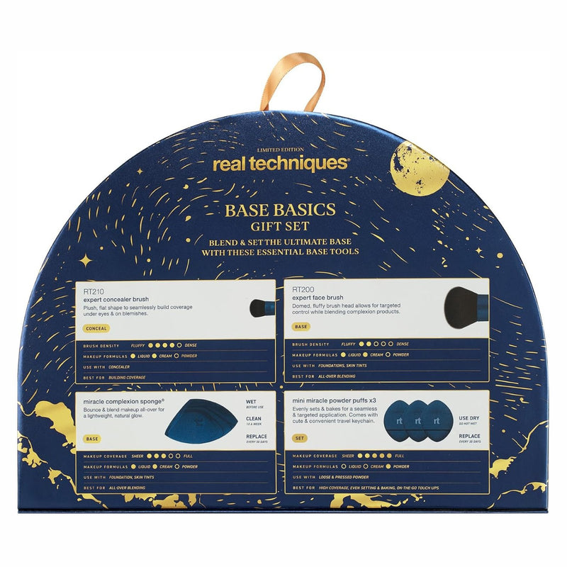 Real Techniques Best Basics Gift Set, make-up kwasten en sponsjes voor foundation, concealer en poeder.