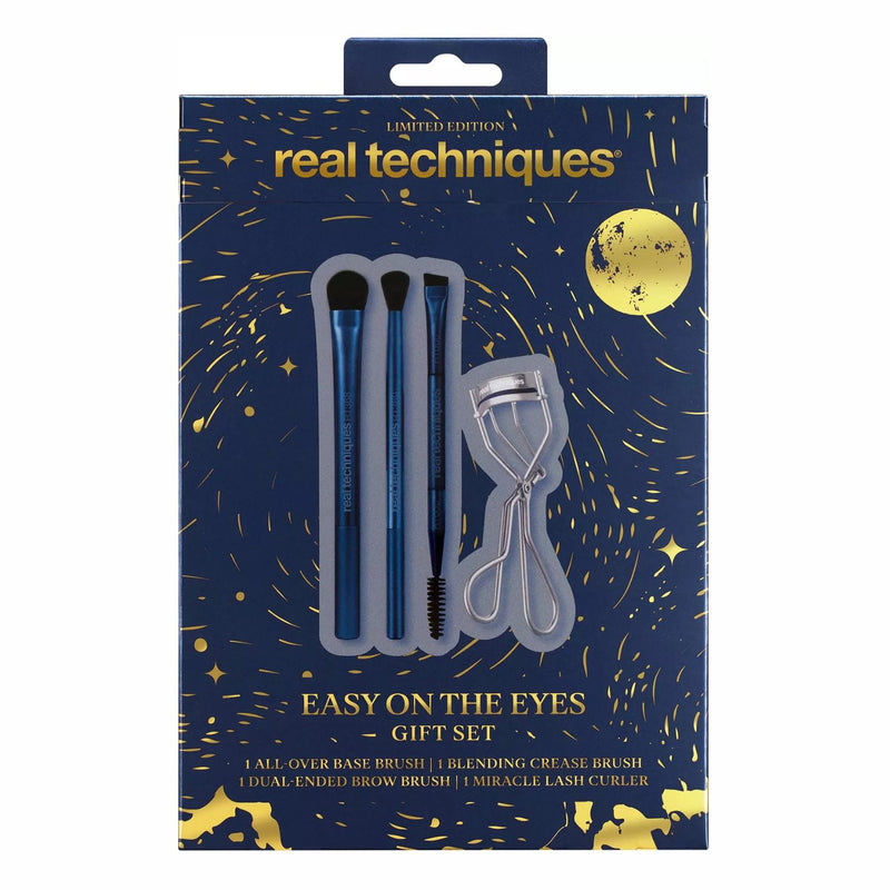 Real Techniques Easy On the Eyes Gift Set met drie make-up kwasten en een wimperkruller