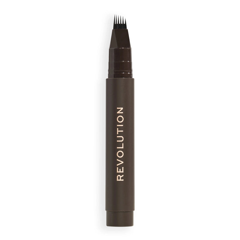 Revolution Instant Brow Hair Pen Dark Brown, wenkbrauwpen met zes-pronged applicator