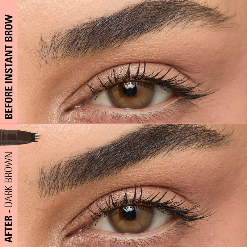 Revolution Instant Brow Hair Pen Dark Brown, wenkbrauwpen met zes-pronged applicator