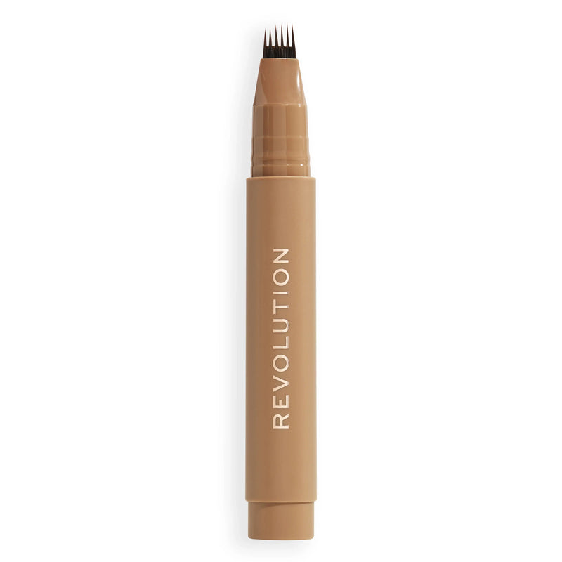 Revolution Instant Brow Hair Pen Cool Brown, wenkbrauwpen met een zes-pronged applicator voor haarachtige streken.