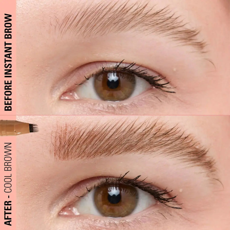 Revolution Instant Brow Hair Pen Cool Brown, wenkbrauwpen met een zes-pronged applicator voor haarachtige streken.