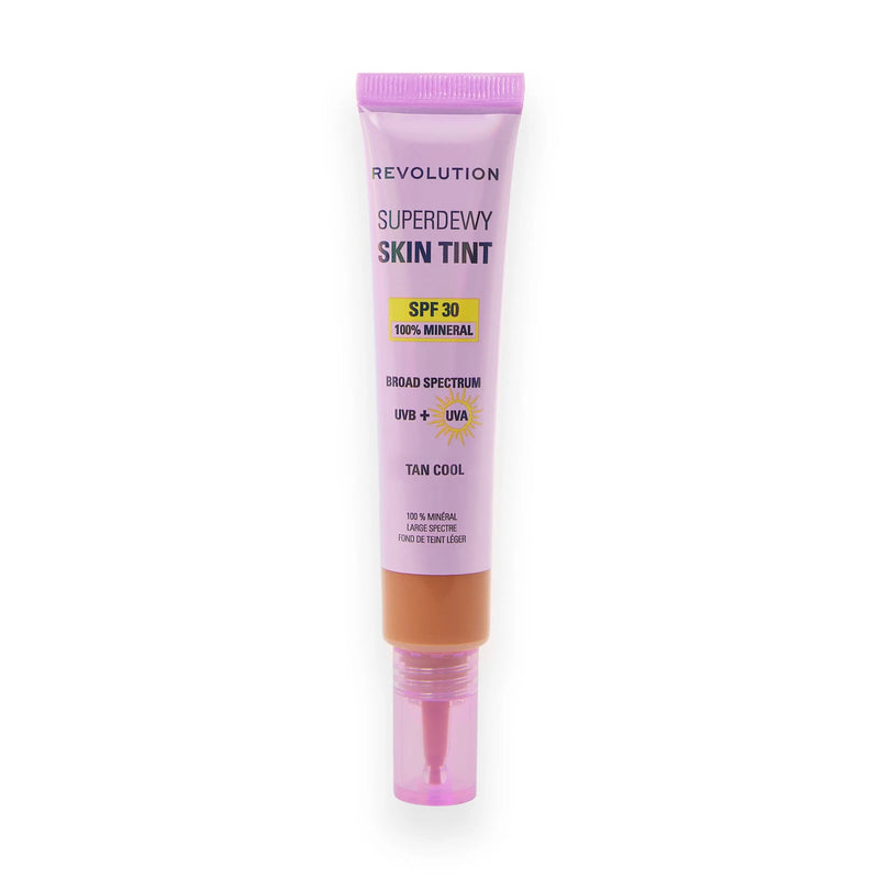 Revolution Superdewy SPF30 Skin Tint Tan Cool, een minerale skin tint met SPF30