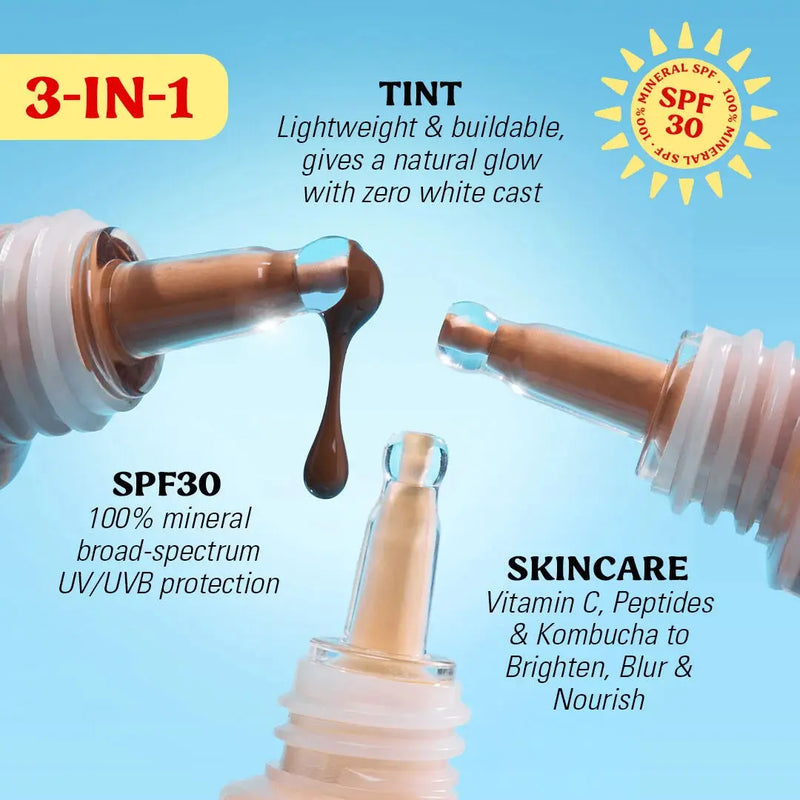 Revolution Superdewy SPF30 Skin Tint Medium Neutral, lichte foundation met SPF30, foto 2 van 5
