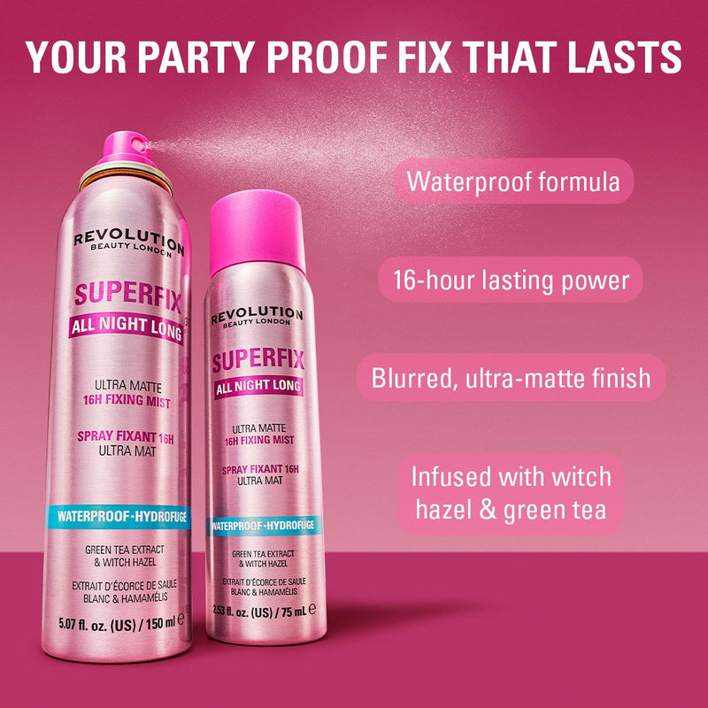 Revolution Superfix All Night Long Waterproof Fixing Mist 75 ml.