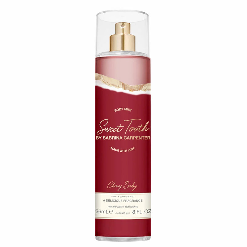 Sabrina Carpenter Cherry Baby Body Mist, gourmand parfum met kersen en chocolade