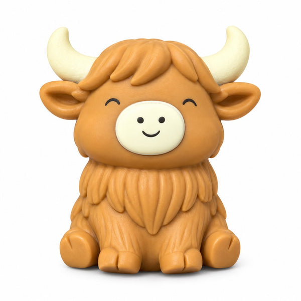 Squishy Highland Cow Squishy, zacht knijpfiguur van een Highland koe