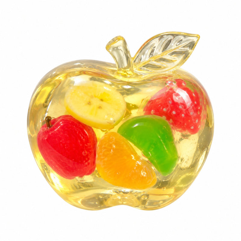 Squishy Vaseline Apple with Fruit Squishy, doorzichtige squishy in de vorm van een appel met fruitstukjes