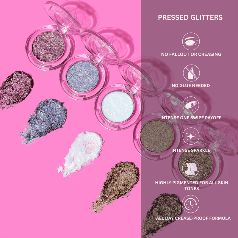 Vani Cosmetics Pressed Glitter Eclipse, holografische gouden pressed glitter oogschaduw, foto 5 van 7