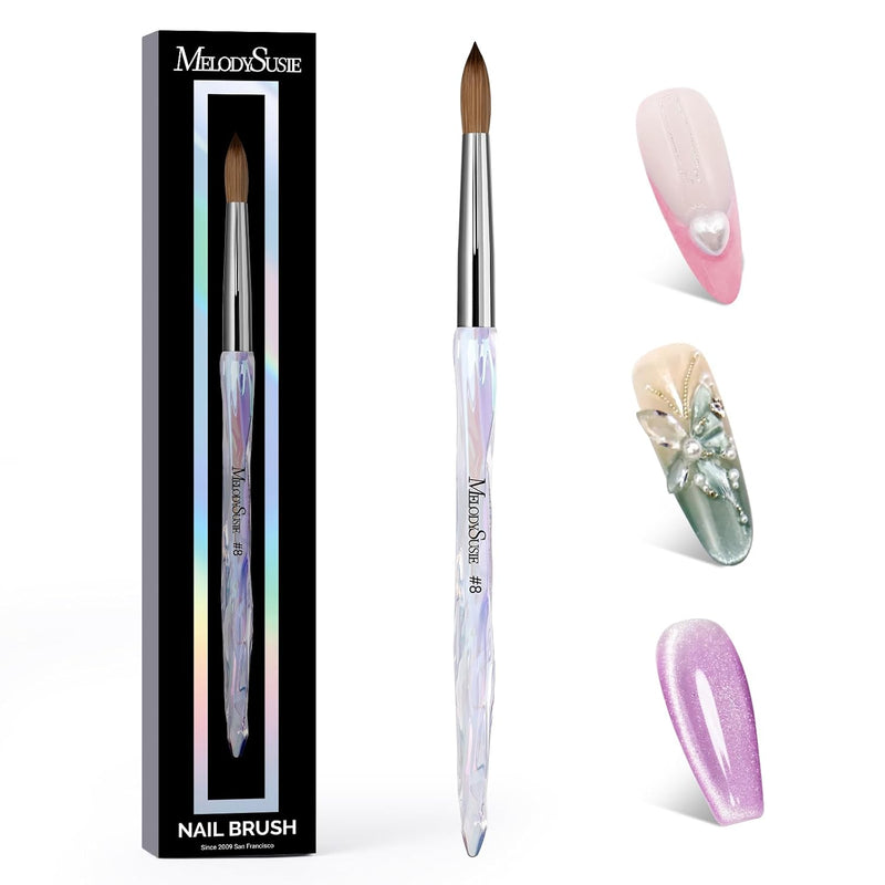 Kolinsky acrylpenseel size 8 met doorzichtig acrylsteel
